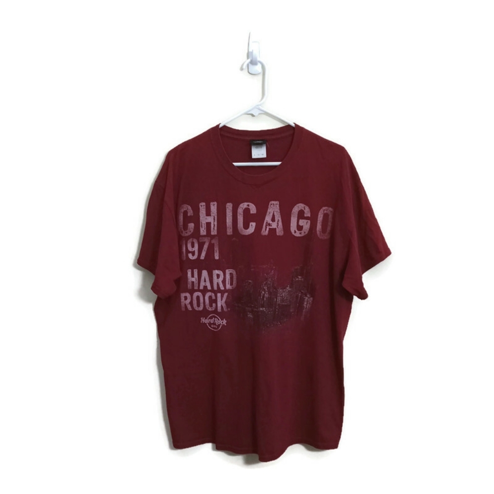Hard Rock Cafe Chicago Graphic Print Mens T-Shirt Sz XL